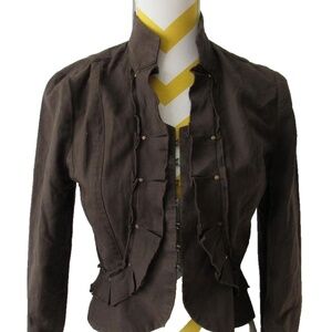 CLUB MONACO Stand Collar Hook Closure Studs Pleated Top Shirt Size XS